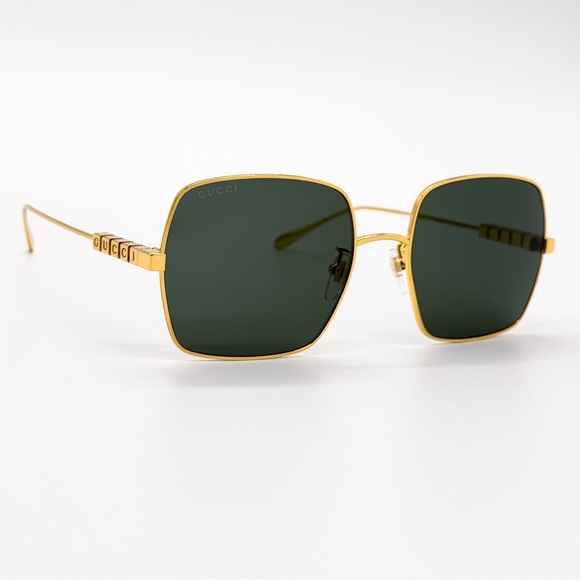 NEW GUCCI GG1434S 001 SQUARE GOLD GREY UNISEX SUNGLASSES GUCCI EYEWEAR - Picture 6 of 14